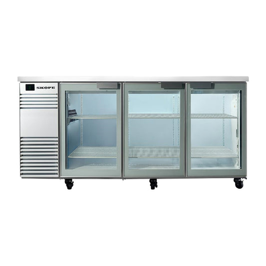 SKOPE BackBar 3 Glass Swing Door Fridge BB.3.GSW White (1028(H)x2040(W)x590(D)mm. R290 refrigerant. 3 doors) • PAS-JZ566