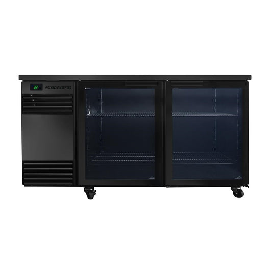 SKOPE BackBar 2 Glass Swing Door SlimLine Fridge SL.2.GSW Black (833(H)x1580(W)x590(D)mm. R290 refrigerant. 2 doors) • PAS-JZ568