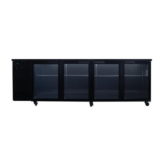 SKOPE BackBar 4 Glass Swing Door SlimLine Fridge SL.4.GSW Black (833(H)x2800(W)x590(D)mm. R290 refrigerant. 4 doors) • PAS-JZ570