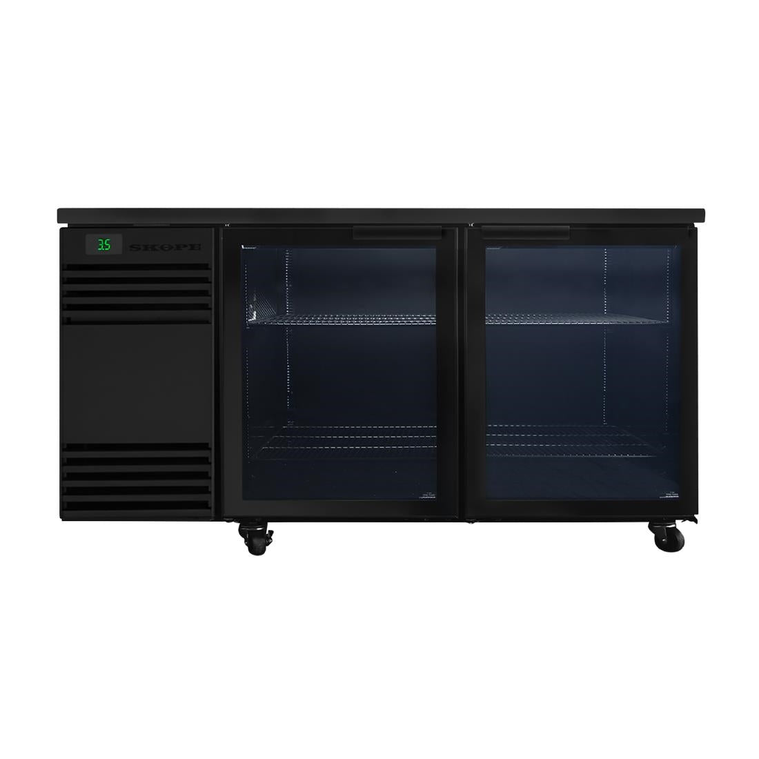 SKOPE BackBar 2 Glass Swing Door CounterLine Fridge CL.2.GSW Black (833(H)x1580(W)x680(D)mm. R290 refrigerant. 2 doors) • PAS-JZ571