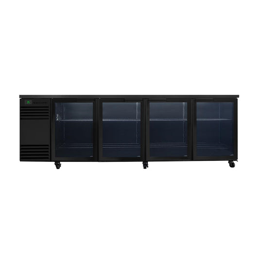 SKOPE BackBar 4 Glass Swing Door CounterLine Fridge CL.4.GSW Black (833(H)x2800(W)x680(D)mm. R290 refrigerant. 3M1. 4 doors) • PAS-JZ573