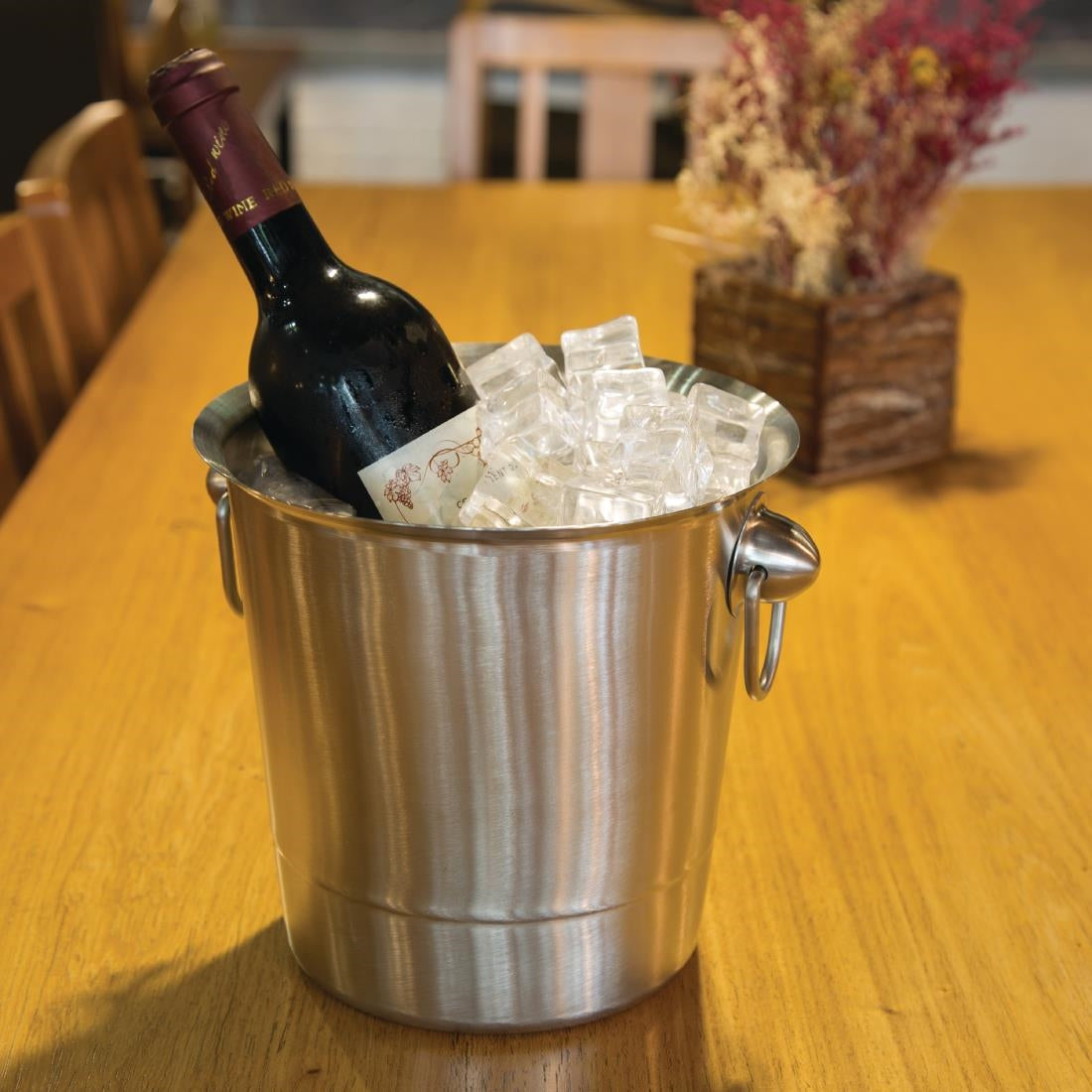 Olympia Brushed Stainless Steel Wine & Champagne Bucket (200(Ø)x250(H)mm with handle | Fits bucket holder K407) • PAS-K406
