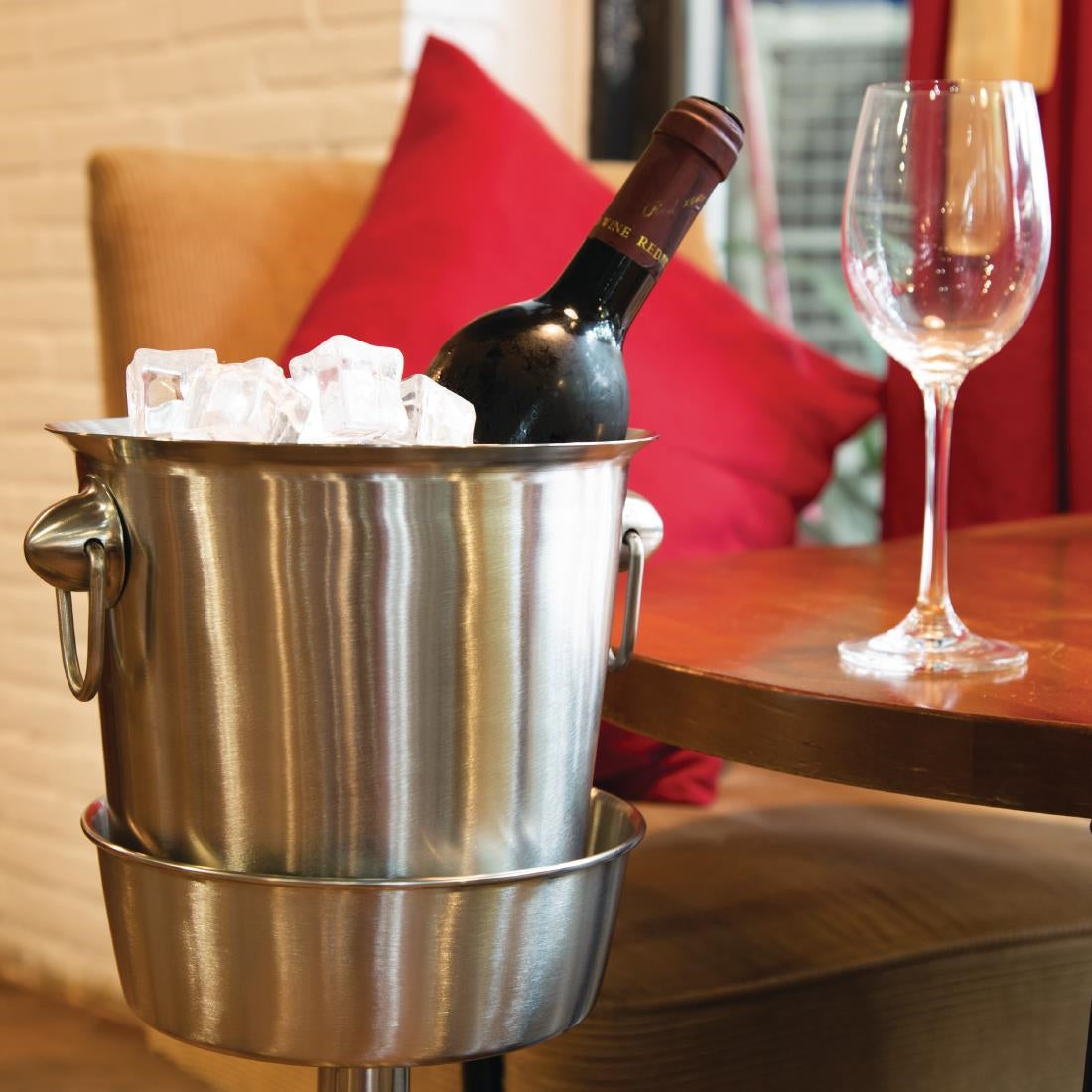 Olympia Brushed Stainless Steel Wine & Champagne Bucket Stand (Size: 559(H) x 152(Ø)mm / 22x5.9" | Fits bucket K406) • PAS-K407