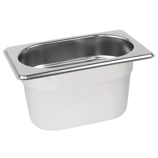 Vogue Stainless Steel Gastronorm Tray 1/9 - 100mm deep • PAS-DN728