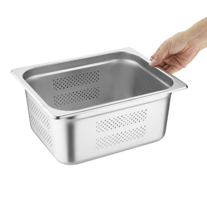Vogue Stainless Steel Perforated 1/2 Gastronorm Tray 150mm • PAS-K846-A