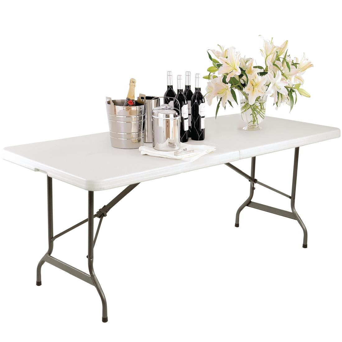 Bolero Rectangular Centre Folding Table 6ft White • PAS-L001