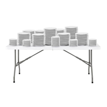 Bolero Rectangular Centre Folding Table 6ft White (738(H)x1836(L)x760(W)mm. Max Weight Capacity: 200kg) • PAS-LL001
