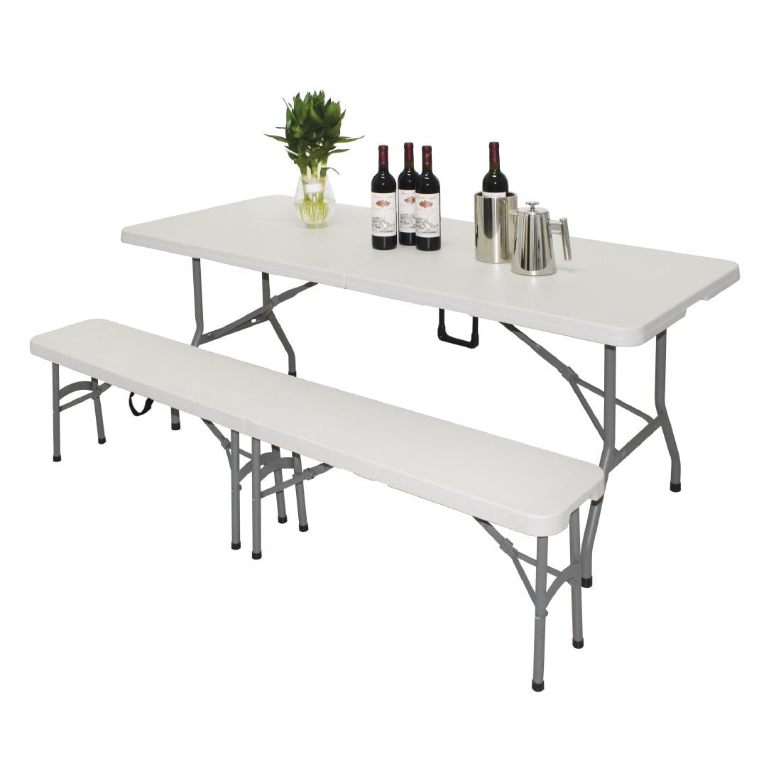 Bolero Rectangular Centre Folding Table 6ft White (738(H)x1836(L)x760(W)mm. Max Weight Capacity: 200kg) • PAS-LL001