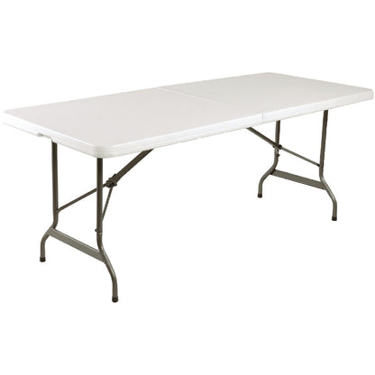 Bolero Rectangular Centre Folding Table 6ft White (738(H)x1836(L)x760(W)mm. Max Weight Capacity: 200kg) • PAS-LL001
