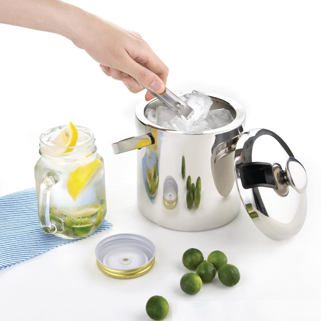 Olympia Ice Bucket with Lid & Tongs 1.2Ltr • PAS-L279