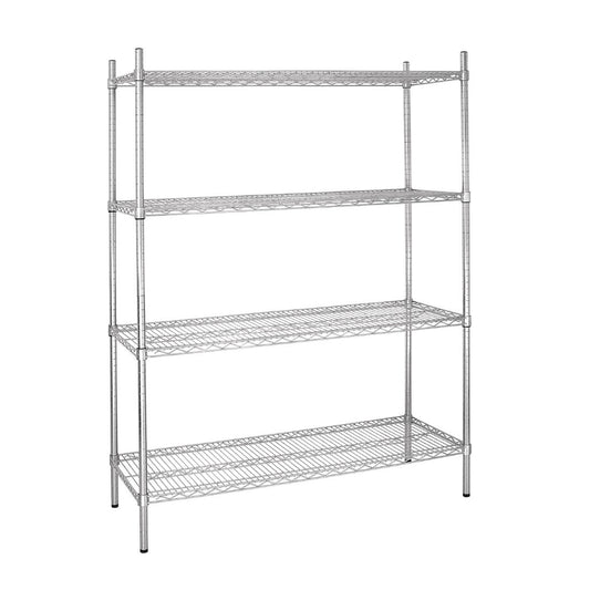 Vogue 4 Tier Wire Shelving Kit 1525x457mm (Size: 1525(W)x457(D)x1830(H)mm. Material: Galvanised Zinc. Flat packed) • PAS-L929
