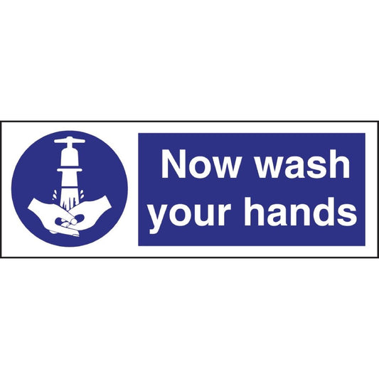 Vogue Now Wash Your Hands Sign 230x80mm (Self-Adhesive) • PAS-L957