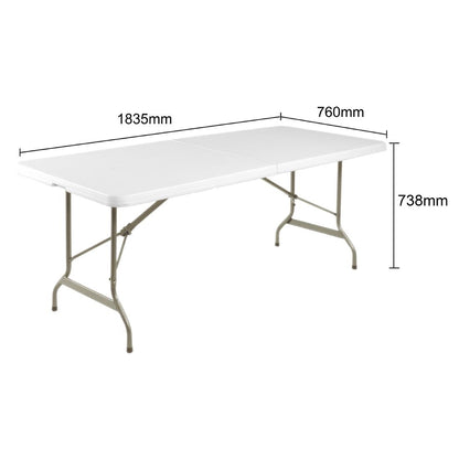 Bolero Rectangular Centre Folding Table 6ft White (738(H)x1836(L)x760(W)mm. Max Weight Capacity: 200kg) • PAS-LL001