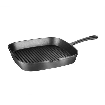 Vogue Square Cast Iron Ribbed Skillet Pan 241mm • PAS-M653