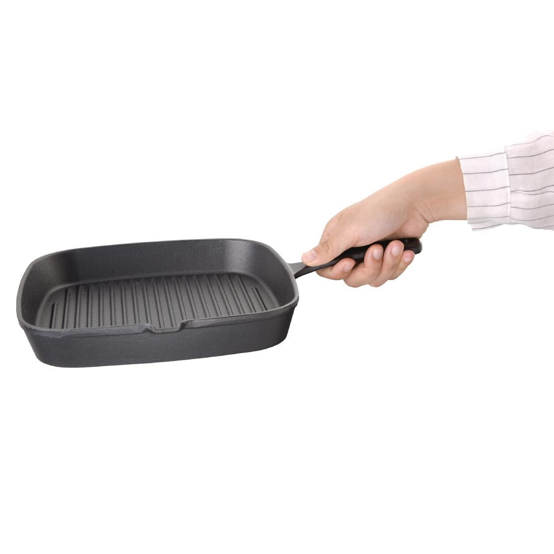 Vogue Square Cast Iron Ribbed Skillet Pan 241mm • PAS-M653