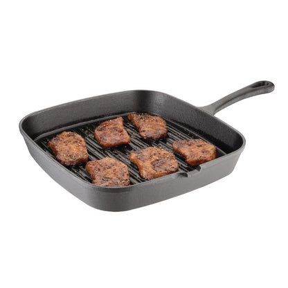 Vogue Square Cast Iron Ribbed Skillet Pan 241mm • PAS-M653