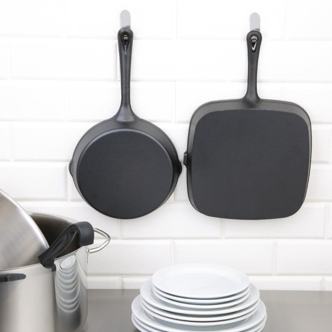 Vogue Square Cast Iron Ribbed Skillet Pan 241mm • PAS-M653