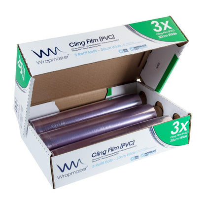 Wrapmaster Cling Wrap Refills 300mx305mm (3 Pack) (Pack quantity: 3 Rolls | 305(W)mm x 300(L)mm) • PAS-M809