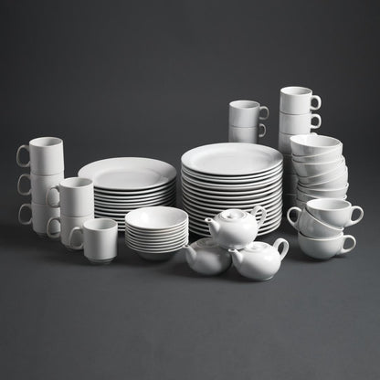 Olympia Whiteware Stacking Tea Cups 7oz 200ml (12 Pack) (Pack of 12) • PAS-CB467