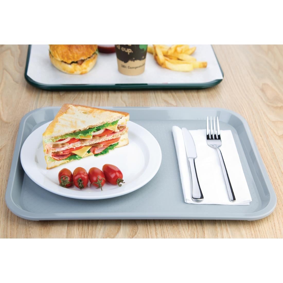 Olympia Kristallon Polypropylene Fast Food Tray Grey • PAS-P_DP217