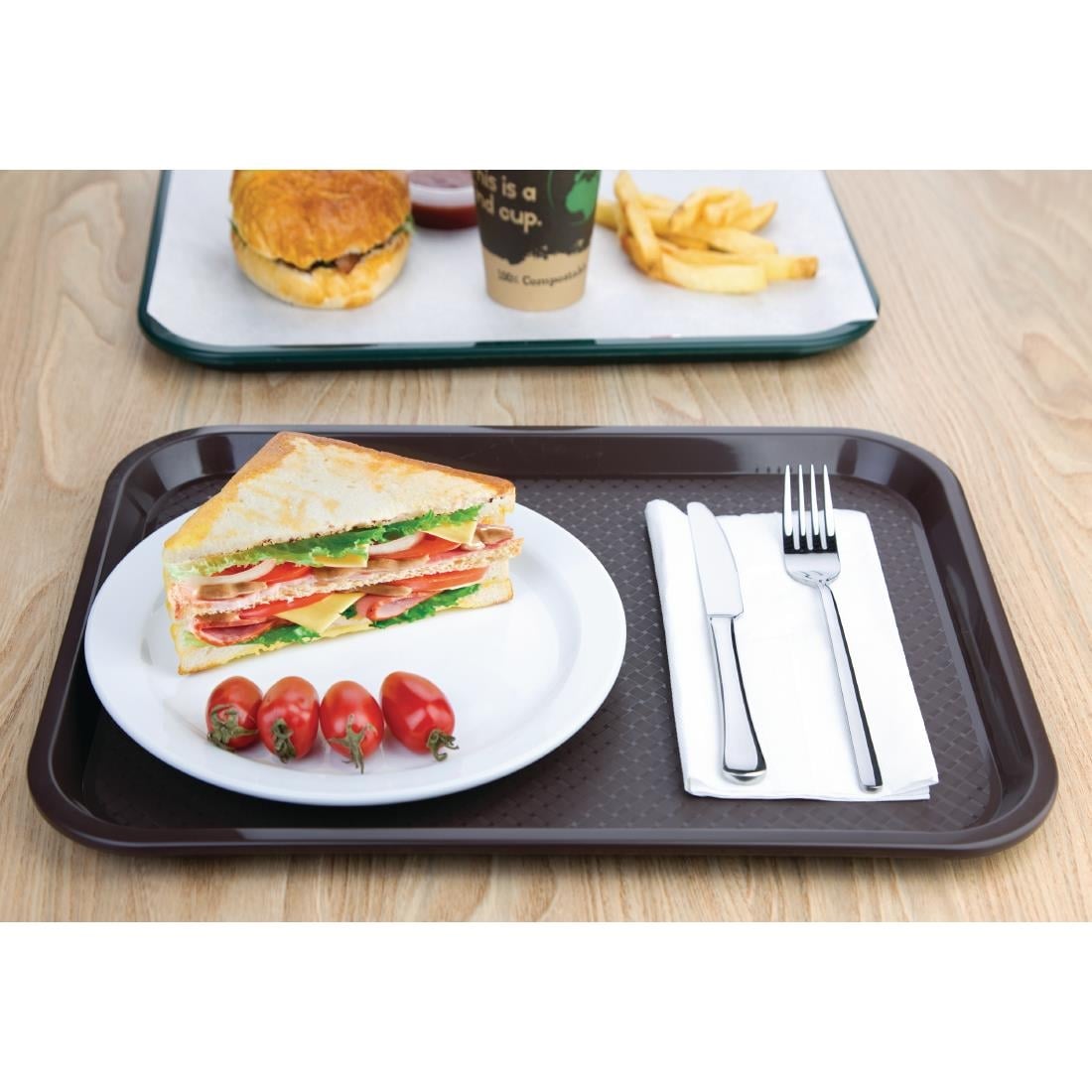 Olympia Kristallon Polypropylene Fast Food Tray Brown • PAS-P_DP218