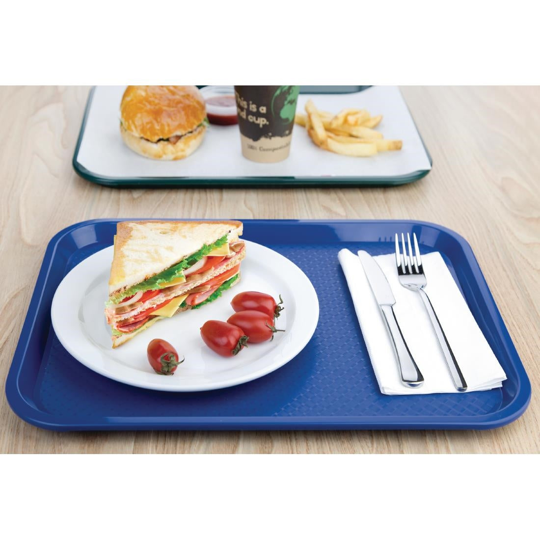 Olympia Kristallon Polypropylene Fast Food Tray Blue • PAS-P_DP215