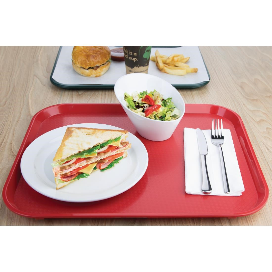 Olympia Kristallon Polypropylene Fast Food Tray Red • PAS-P_DP213