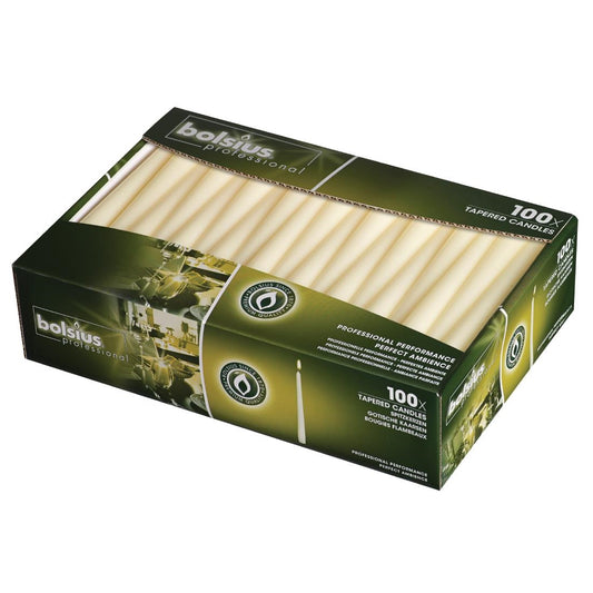 Bolsius Tapered Ivory Candles (100 Pack) (255(h)mm | Pack quantity 100) • PAS-P962