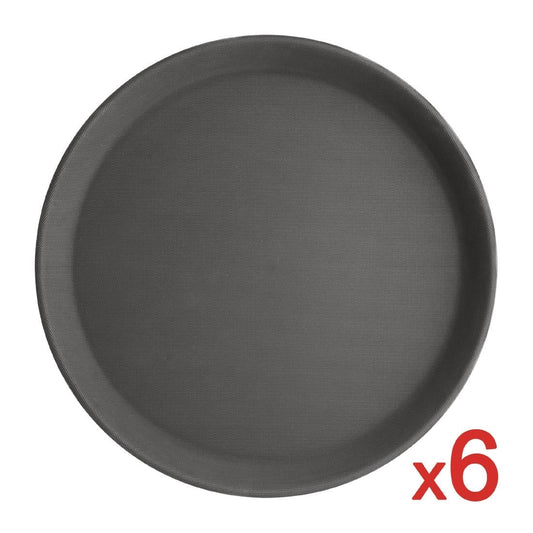 Olympia Kristallon Polypropylene Round Non-Slip Trays (6 Pack) (Size: 356(Ø)mm. 14". Material: Polypropylene. Pack Quantity: 6 (xC557)) • PAS-S658