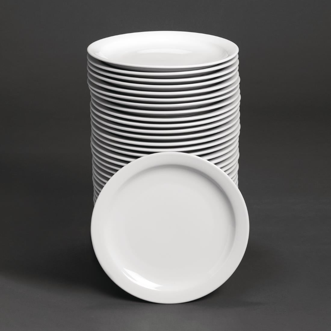 Bulk Buy Olympia Athena Narrow Rimmed Plates 255mm (36 Pack) (255mm / 10" Narrow Rimmed Plates | Pack quantity: 36) • PAS-S754