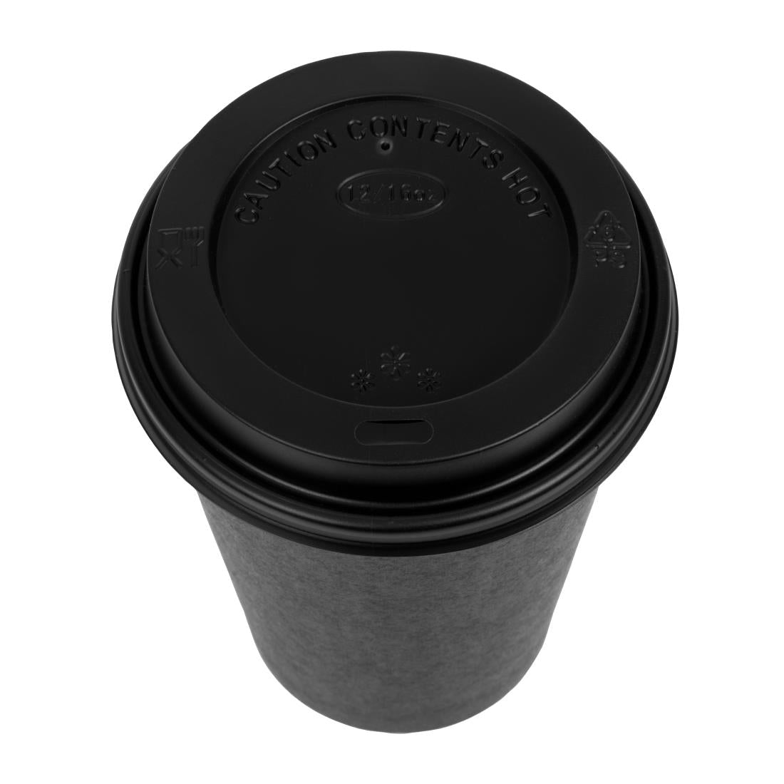Fiesta Hot Cups Single Wall Black with Black Lid 340ml (1000 Pack) • PAS-SA433