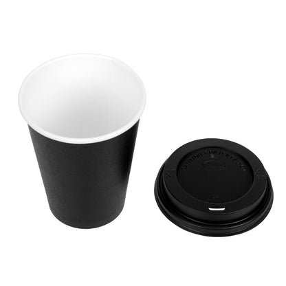Fiesta Hot Cups Single Wall Black with Black Lid 340ml (1000 Pack) • PAS-SA433