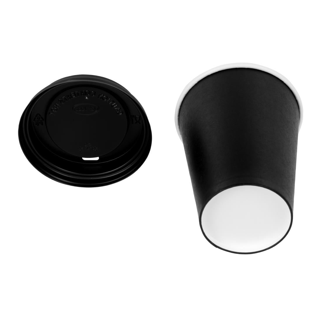 Special Offer Fiesta Recyclable Black Hot Cups and Lids 340ml (Pack of 1000) • PAS-SA433