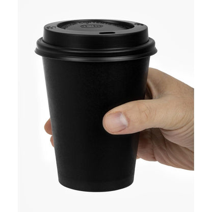 Special Offer Fiesta Recyclable Black Hot Cups and Lids 340ml (Pack of 1000) • PAS-SA433