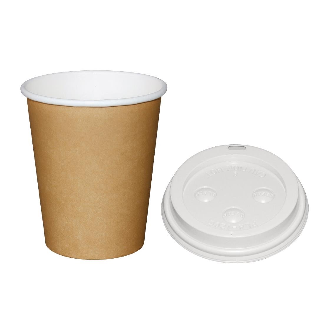 Special Offer Fiesta Recyclable Brown 225ml Hot Cups and White Lids (Pack of 1000) • PAS-SA434