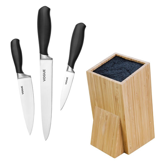 Vogue Prep Like a Pro 3-Piece Knife Set with Knife Block • PAS-SA645