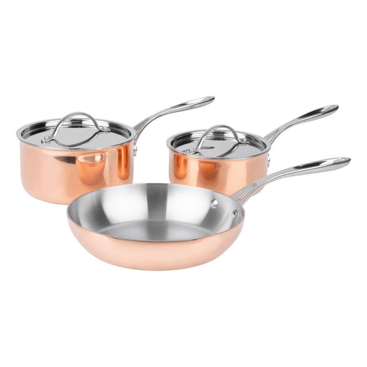 Vogue Cook Like A Pro 3-Piece Tri-Wall Copper Cookware Set • PAS-SA655