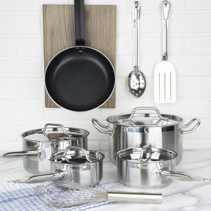 Nisbets Essentials Cook Like A Pro Stainless Steel & Aluminium 5-Piece Cookware Set (Pack of 5) • PAS-SA690