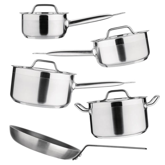 Nisbets Essentials Cook Like A Pro Stainless Steel & Aluminium 5-Piece Cookware Set (Pack of 5) • PAS-SA690