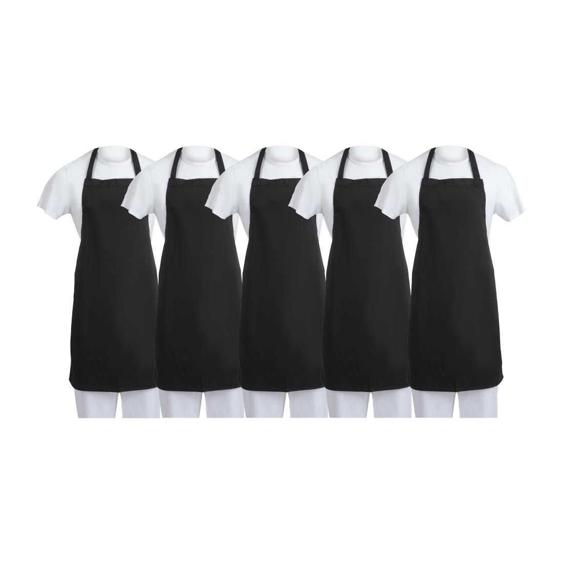 Whites Bib Apron Polycotton Black (5 Pack) • PAS-SA816