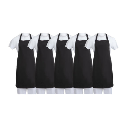 Whites Bib Apron Polycotton Black (5 Pack) • PAS-SA816