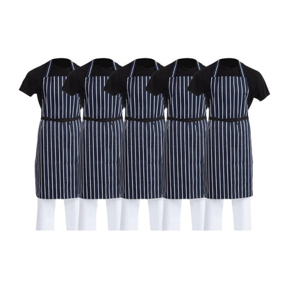 Whites Butchers Stripe Bib Apron Blue/White (5 Pack) (Polycotton | Pack Quantity: 5 | Sold indidivually - A530 | Size: 710(W) x 960(L)mm) • PAS-SA820