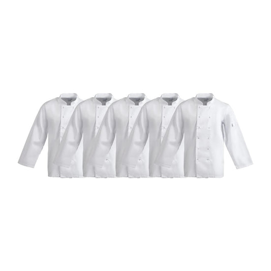 Whites Vegas Unisex Chef Jackets Long Sleeve White L (5 Pack) • PAS-SA845