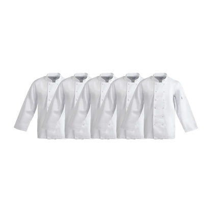 Whites Vegas Unisex Chef Jackets Long Sleeve White S (5 Pack) • PAS-SA847