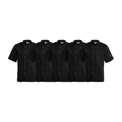 Whites Vegas Unisex Chef Jackets Black (5 Pack) • PAS-P_SA850