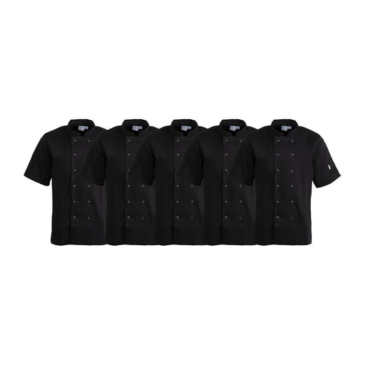 Whites Vegas Unisex Chef Jackets Black (5 Pack) • PAS-P_SA850