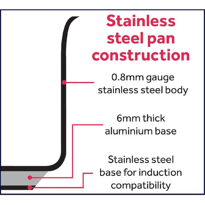 Vogue Stainless Steel Casserole Pan 280mm • PAS-T177
