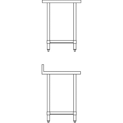 Vogue Stainless Steel Table with Upstand 600(D)mm • PAS-P_T379