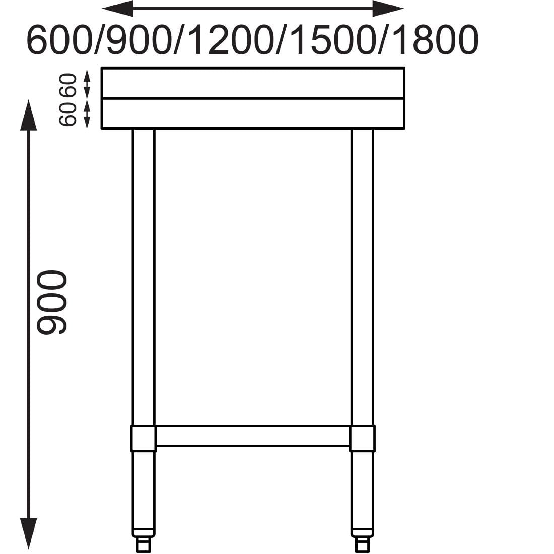Vogue Stainless Steel Prep Table with Splashback 1200mm • PAS-T381