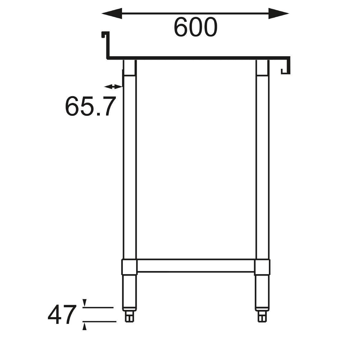 Vogue Stainless Steel Table with Upstand 600(D)mm • PAS-P_T379